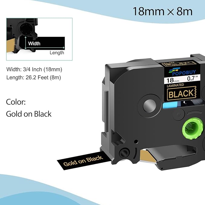 TZ TZe 18mm 0.7 inch Laminated Black Tape Compatible for Brother P Touch TZ344 TZ-344 TZe-344 TZe344 Label Tape for Brother PT-D400 H300LI 1890W 9200PC Label Maker, 5 Pack Gold on Black