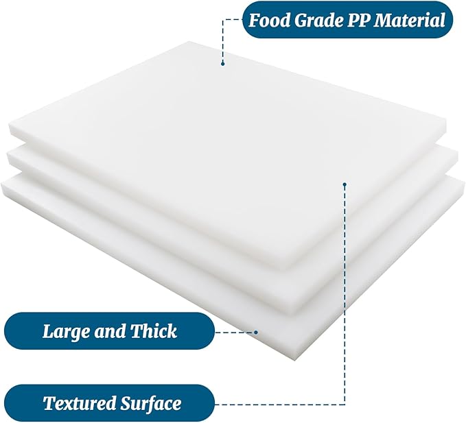 EASYROSE White Plastic Cutting Board Set of 3, 24 x 18 x 1 Inch Commercial Grade Chopping Board Large Cutting Boards for Kitchen - Dishwasher Safe, NSF Certified