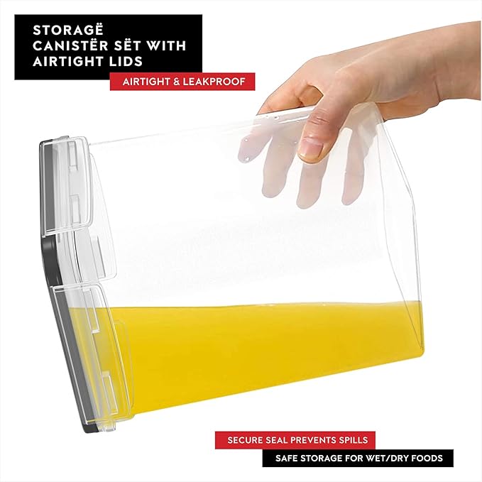 DWËLLZA KITCHEN Large Flour Sugar Storage Containers Set of 2; 175 FL. oz - 5.2L Plastic Airtight Food Storage Containers with Lids for Kitchen Pantry Organization - Food Containers, Labels & Marker