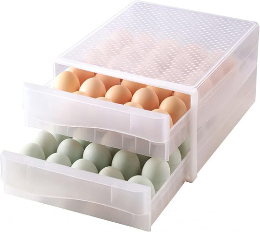 Egg Holder for Refrigerator, THIPOTEN 60 Grid Eggs Storage Container for Refrigerator, Perfect Household Egg Organizer for a Hobby Farm