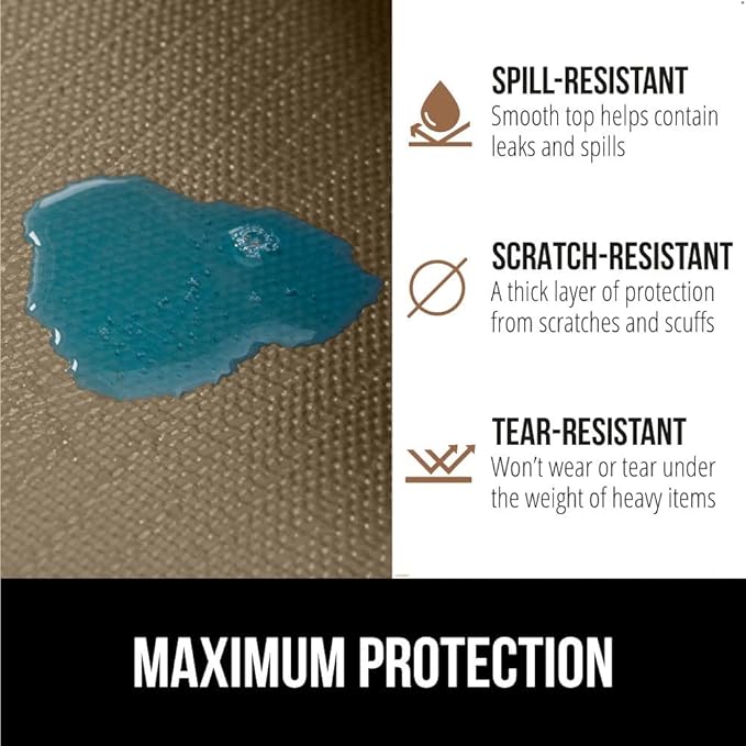 GORILLA GRIP DripGuard Shelf Liner, Non Adhesive Drawer and Kitchen Cabinet Protector, Slip Resistant BPA Free Smooth Surface Plastic Liners for Cabinets, Bathrooms, Closets, 12x120 Inch, Beige