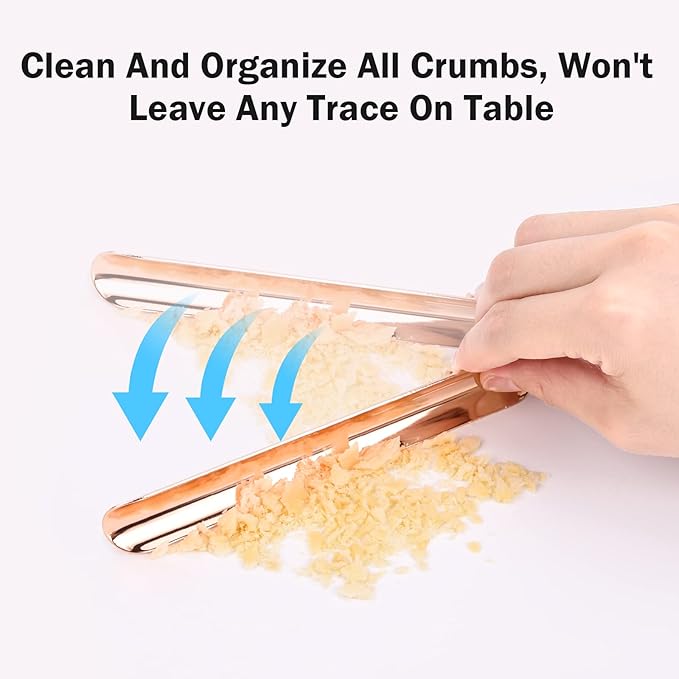 Food Scraper, Restaurant Crumb Sweepers, Stainless Steel Crumbers for Servers, Table Crumber Tool Restaurant Supplies for Waiters, Waitresses and Servers (10 PACK, Rose Gold)