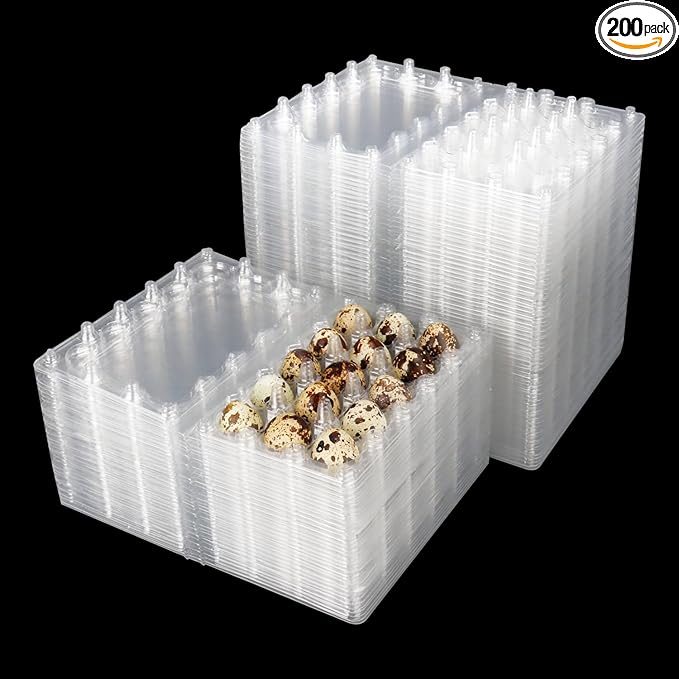 200 Pack Quail Egg Cartons, Clear Plastic Quail Egg Trays, Holds up to 15 Quail Eggs Securely - Your Ultimate Small Eggs Carton Holders for Bulk Storage and Display
