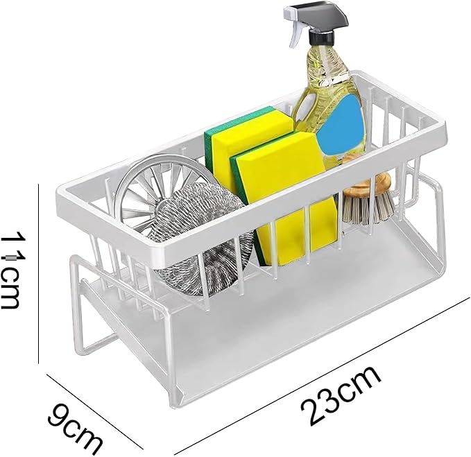 kitchen sink caddy, dish sink sponge holder (Without rod-white)