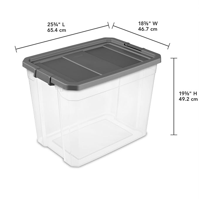 Sterilite 16-Pack Modular Stacker Box, Durable Clear Plastic Storage Bins with Latching Lids, 108 Quart - Stackable Organizing Container Boxes for Closet, Bathroom, and Office