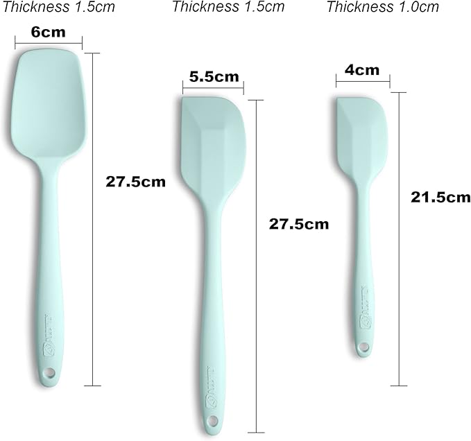 Silicone Spatula 3-piece Set, Ergonomic Handle High Heat-Resistant Spatulas, Non-stick Rubber Spatulas with Stainless Steel Core, Macaron Navy