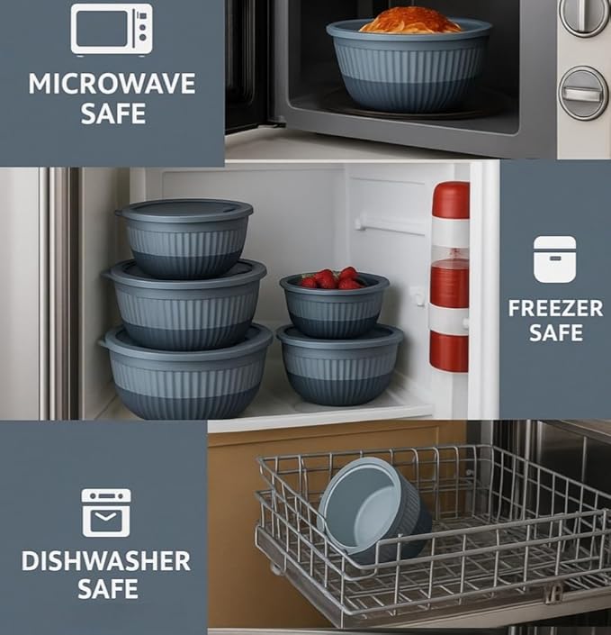Mixing Bowls with Airtight Lids – 8 Piece Nesting Kitchen Set – BPA-Free, Leak-Proof & Stackable – Dishwasher, Microwave & Freezer Safe
