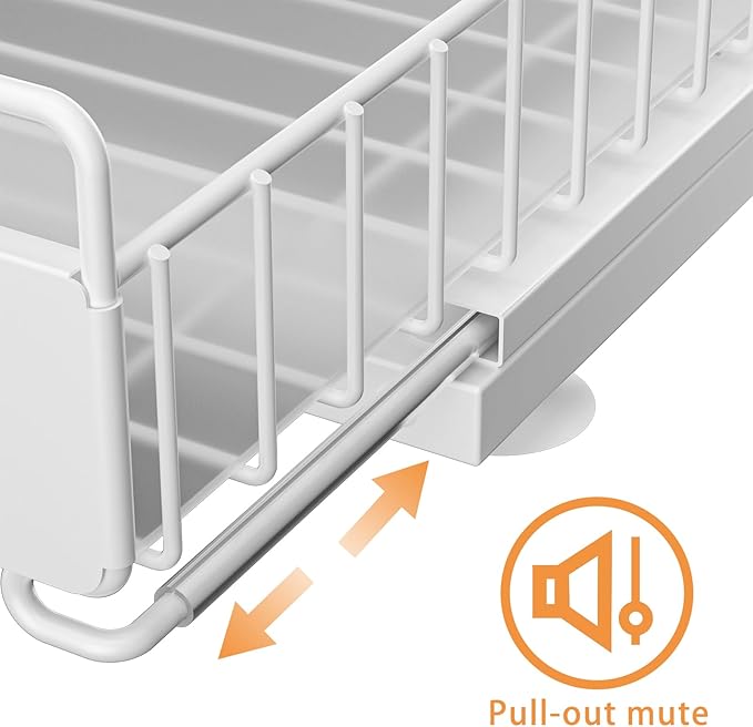 HOMEAILIE Under Sink Organizer, Single Tier Metal Pull Out Sliding Drawer Shelf for Kitchen Bathroom Cabinet Storage, Sturdy Rack – White