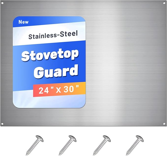 Stainless Steel Backsplash for Stove 24"x30" Stove Backsplash Protector for Wall Metal Range Splash for Kitchen Wall with Screw Included（0.0276" Thick)