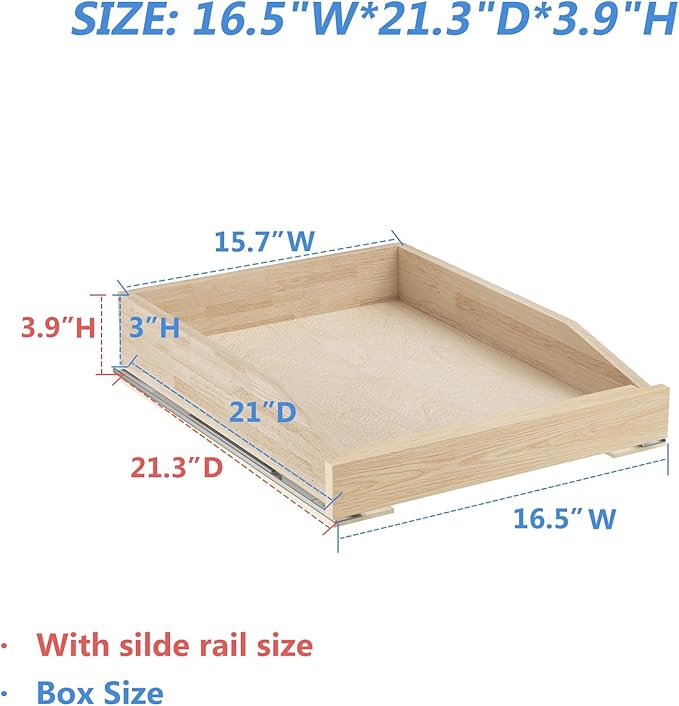 LOVMOR Single Pull Out Organizer 16½”W x 21”D, Soft Close Slide Out Drawer Storage Shelves for Kitchen, Wood Cabinet Shelf Pull-Out Organizer Storage for Base Cabinet