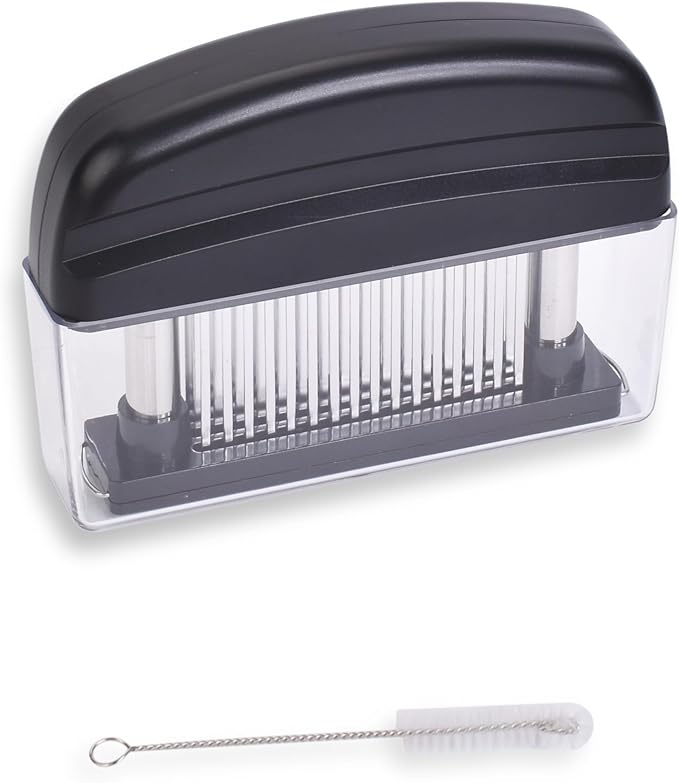 Venmark Meat Tenderizer Tool - 48 Stainless Steel Needle Blades for Tenderizing Chicken, Steak, Pork, Beef – Handheld Meat Tenderizer Stapler to Enhance Texture & Taste – Complete with Cleaning Brush