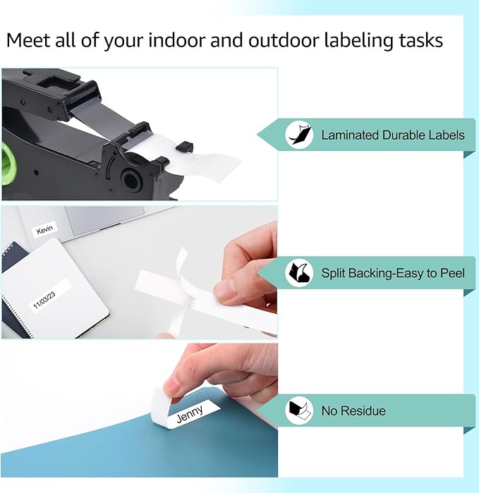 24mm 0.94 Laminated White Tape Compatible for Brother P-Touch TZ251 TZ-251 TZe-251 TZe251 Black on White 1'' Label Tape for PT-D600 PT-D610BT PT-P700 PT-P710BT Label Maker, 5 Pack