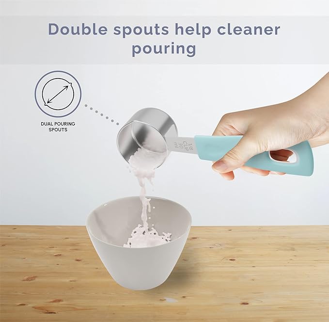 CuttleLab Measuring Cups and Measuring Spoons Set of 14 - Stainless Steel Measuring Cups and Spoons Set, Includes 1/8 Teaspoon Measuring Spoon, 1/8 Cup Measuring Cup, Leveler Dry (14, Farmhouse)