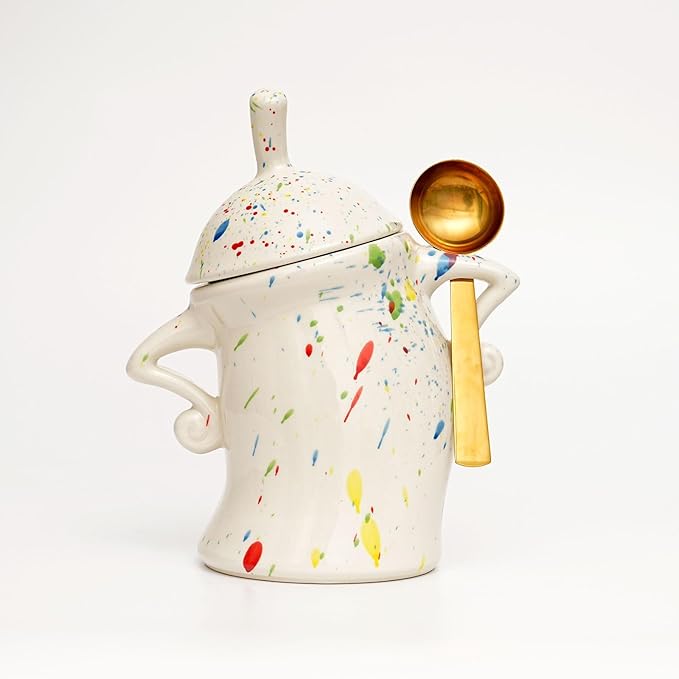 Antetek Canister With Attitude,Large Capacity Cute Sassy Storage Canister,Interesting food jars, stylish airtight large ceramic lids, coffee, tea, sugar and spice storage jars with spoons (Colour)