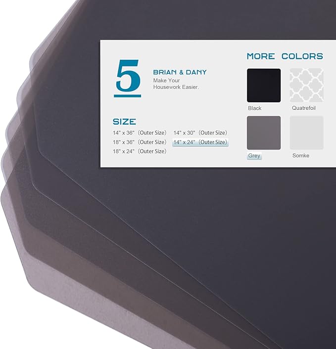 BRIAN & DANY Wire Shelf Liner 14" X 24", Heavy Duty Shelf Liners for Wire Shelving, Waterproof Protector Mats, Set of 5, Charcoal