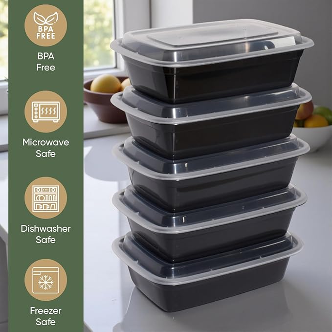 28 oz 50 Pack Meal Prep Containers BPA Free Leakproof Stackable Food Storage Containers with Lids, Microwave & Dishwasher Freezer Safe Reusable To Go Containers Bento Box Style Take Out Clear Plastic