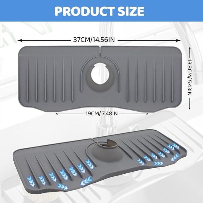 Faucet Guard And Draining Mat For Sink 2024 New Update Faucet Mat For Kitchen Sink,Kitchen Sink Splash Guard,Sink Splash Guard,Faucet Mat (white, A)