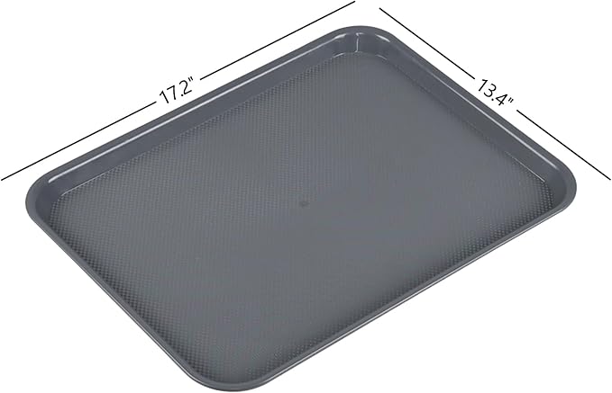 Readsky 6 Packs Plastic Serving Tray, 17.2" x 13.4" Fast Food Plastic Trays, Deep Gray