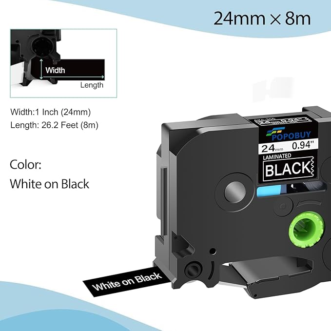 TZ TZe 24mm 0.94 inch Laminated Black Tape Compatible for Brother P Touch TZ355 TZ-355 TZe-355 TZe355 Label Tape for Brother PT-D600VP E550W H500LI P710BT Label Maker, 5 Pack White on Black
