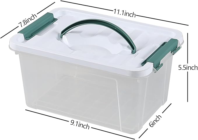 2 Pack 6 Quart Clear Container Bin with Lid, Plastic Latching Storage Tote