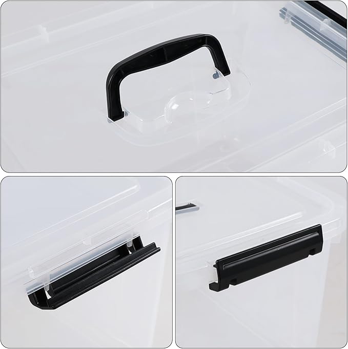 20 Quarts Plastic Storage Latches Box with Lid, Clear Latching Storage Bin, 4 Packs