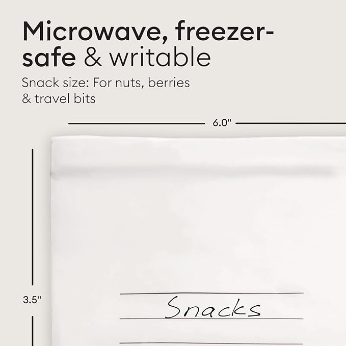 Vove Compostable Snack Bags 50 Ct – PFAS-Free, BPI Certified, Freezer Safe with Airtight Seal for Snacks & School Lunches, Plant-Based