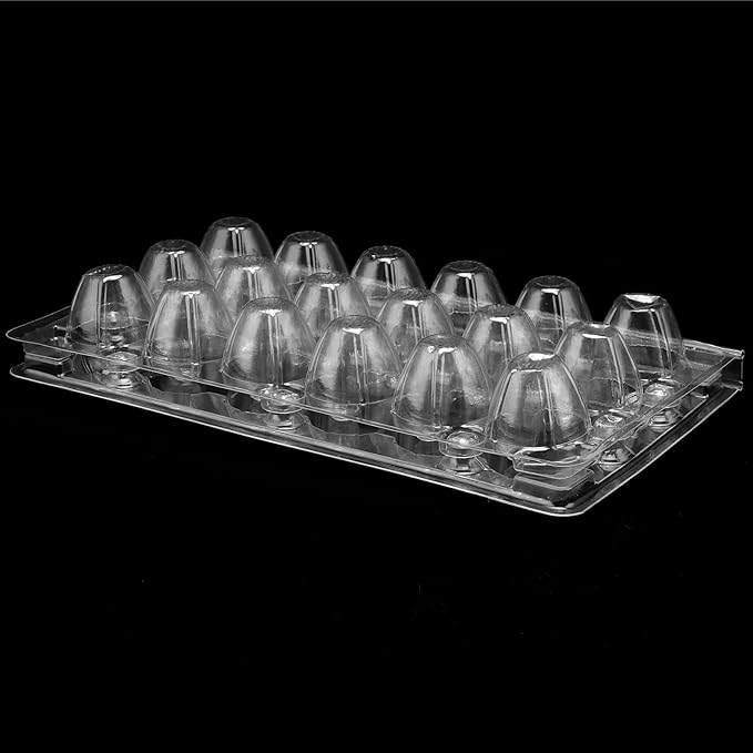 SINJEUN 120 Pack 18 Grid Clear Quail Egg Cartons, Stackable Plastic Quail Egg Container, Small Egg Cartons Cheap Bulk, Reusable PVC Egg Dispenser Holder Case for Refrigerator, Holds 18 Eggs