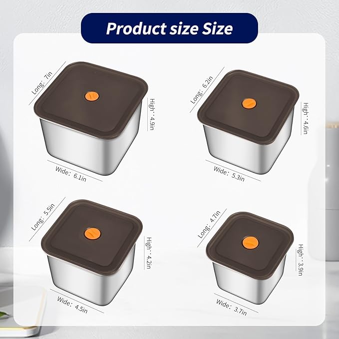 8PC-LFood Storage Containers, BPA Free, Airtight Lids, Ideal for Lunch, Meal Prep & Leftovers，Fresh box， Freezing box
