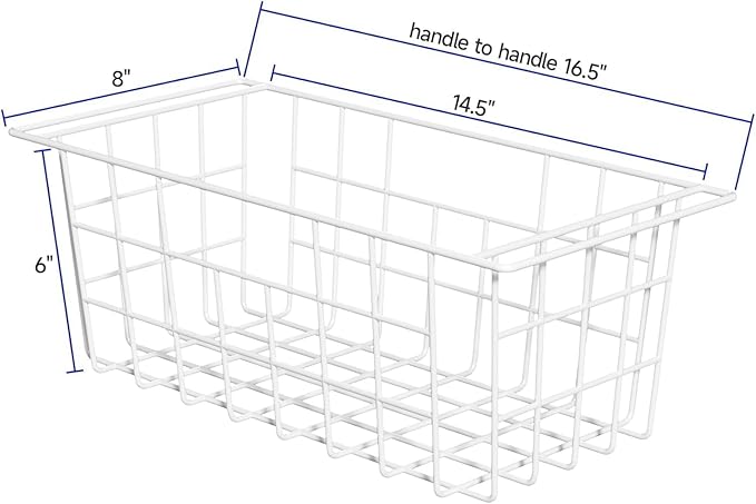 SANNO Chest Freezer Baskets Organizer, Deep Freezer Baskets Bin Sturdy Metal Wire freezer storage Organizer for Home Kitchen,16.5in