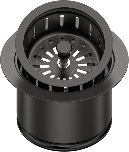 Kitchen Extended Garbage Disposal Flange Strainer Stainless Steel Assembly Kit with Basket Strainer and Drain Stopper for 3 1/2 Inch Standard Sink Drain, Deep Sink Flange for Disposer, ORB Brushed
