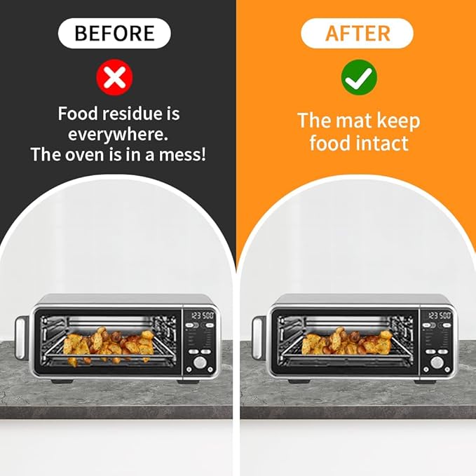 for Ninja Reusable Air Fryer Liners 12x12inch, Oven Liners for Bottom of Toaster Oven, 3x Oven Liner + 3x Mesh Sheets, Heavy Duty Microwave/Grill Baking Mat Pre-Cut Square for SP101/SP201/SP301/SP351