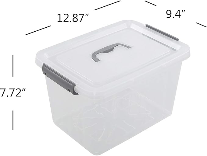 6-Pack Clear Plastic Storage Latch Box with Lids, 10 L