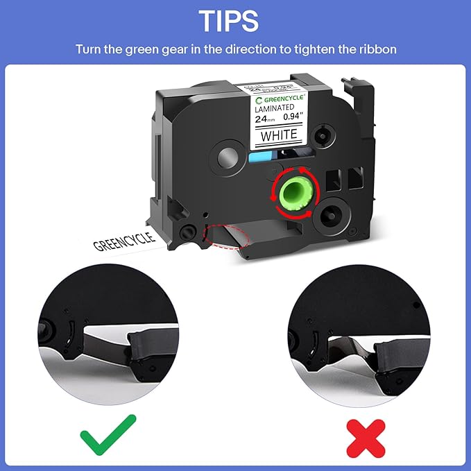 GREENCYCLE TZe-251 24mm Label Tape Compatible for Brother P-Touch TZe251 Label Maker Tape 24mm 0.94 Laminated White 1 Inch TZe TZ Tape for Ptouch PT-D600 D610BT P700 P710BT P750W, 10 Pack