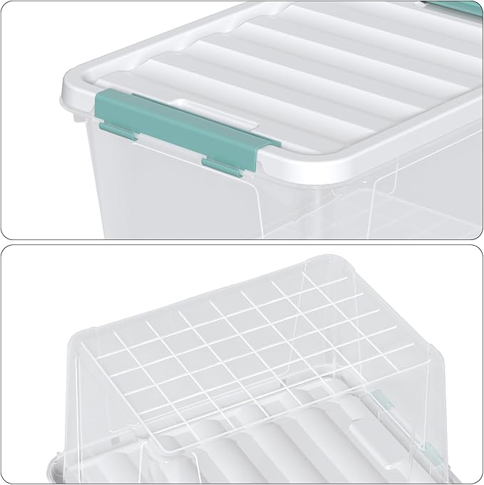 Saedy 20 Quart Plastic Storage Bins with Latching Lids, 6 Packs Clear Container Box for Storage
