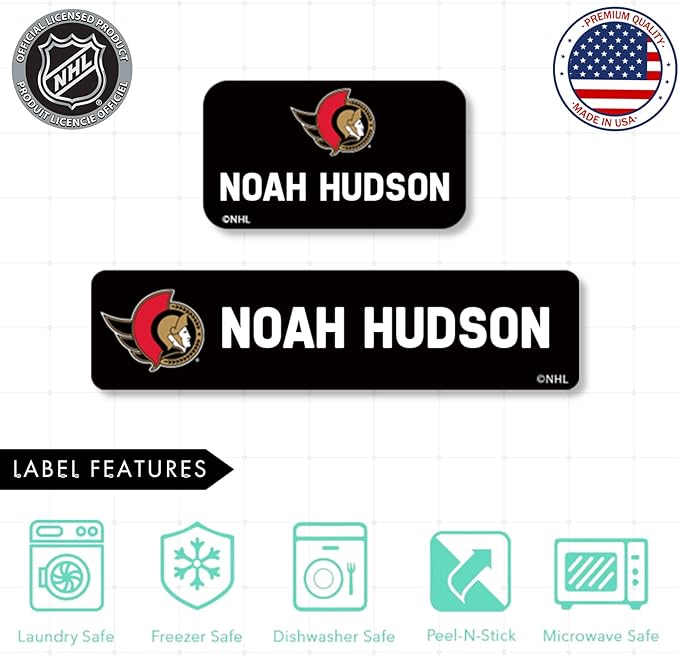 NHL Hockey Labels - Custom Peel and Stick, Waterproof Labels - Great for Organization, Sports, School, Day Camp Labels - 155 Pack (Ottawa Senators)