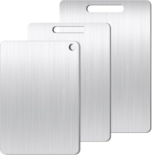 Titanium Cutting Board Set of 1, 15 * 11.5inches,Titanium Cutting Boards for Kitchen, Food Grade Metal Double Sided Chopping Boards for Kitchen Counter Meat Vegetable Fruit Outdoor Camping