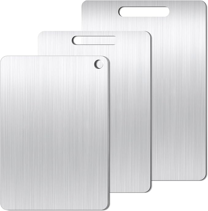 Titanium Cutting Board Set of 1, 18 * 12inches, Titanium Cutting Boards for Kitchen, Food Grade Metal Double Sided Chopping Boards for Kitchen Counter Meat Vegetable Fruit Outdoor Camping