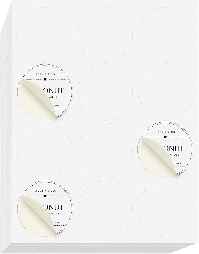 NextDayLabels 2.5 Inch Round Circle Stickers White Blank Labels for Laser Inkjet Printer - 12 Per Sheet Self-Adhesive Product Packaging Logo Made in USA - 3000 Labels