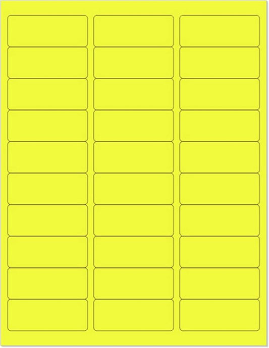 NextDayLabels - 8-1/2 x 11" Neon Color High Light Fluorescent Labels for Laser & Inkjet Printer (Yellow Fluorescent, 1" x 2-5/8" - 30 Per Page | 3000 Labels)