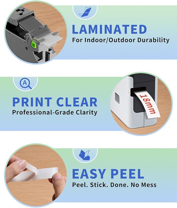 Oozmas TZe-242 18mm 0.7 Laminated Tape Compatible with Brother P-Touch Label Maker Tape 18 mm TZe221 Ptouch Red on White for PTD410 PT-D400 PT-D460BT PT-P700BT Refill, 3/4 Inch, 4 Pack