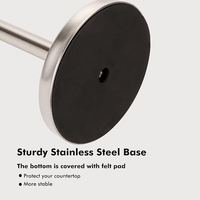 Fatizon Paper Towel Holder Stand,Sturdy Standing Paper Towel Holder Countertop,Paper Towel Roll Holder for Kichen (Brushed Nickel)