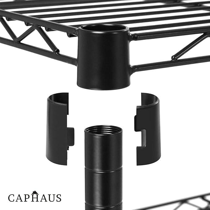 CAPHAUS 3/4/5-Tier Adjustable Height Wire Shelving Unit, Wire Rack Shelving, Metal Steel Storage Shelves, Garage Shelving Storage Organizer, Utility Storage Shelf, 5-Tier Without Wheels, Black