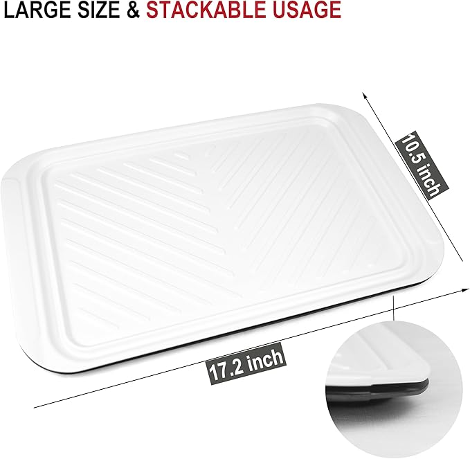 Czlizdyt Grilling Prep and Serve Trays, BBQ Tray for Raw and Cooked Food, Melamine Serving Platter for Food, Set of 2, Black and White, Napkin and Cleaning Clothes Included