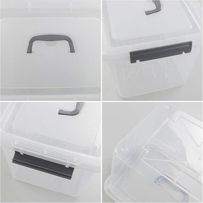6-Pack Clear Plastic Storage Latch Box with Lids, 10 L