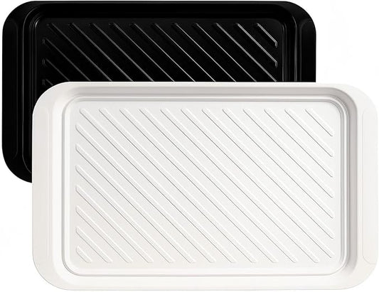 TP Grilling Prep and Serve Trays, 17 x 10.5 inch BBQ Trays for Cooked and Raw Foods, Set of 2 Melamine Serving Platters for Meats, Grill Accessories, Black and White