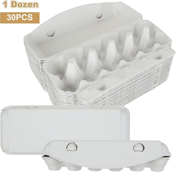 CertBuy 20 Pack Empty Egg Carton, Blank Natural Pulp Egg Cartons Holds Up to 12 Eggs, Reusable Natural Pulp Egg Torage Containers for Home, Kitchen, Farm