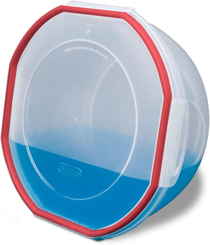Sterilite Ultra-Seal 8.1 Qt Bowl, Large Airtight Food Storage Container, Latching Lid, Microwave and Dishwasher Safe, Clear With Red Gasket, 6-Pack