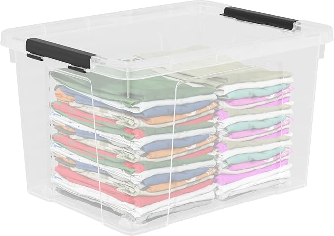 40 Quart Large Plastic Storage Bins with Lids, Clear Storage Tote with Wheels, 4 Packs