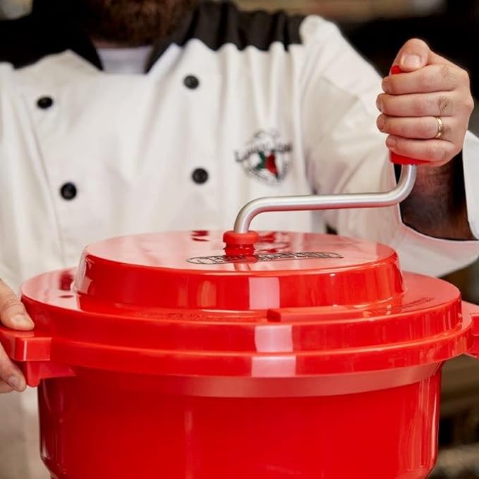 5 Gallon Commercial Salad Spinner Salad Dryer Remove Excess Water for Crisp & Fresh Salad Sealed Gearbox Built-in Brake System Durable Spinner Mechanism for Restaurants & Catering by Chef Master 90005