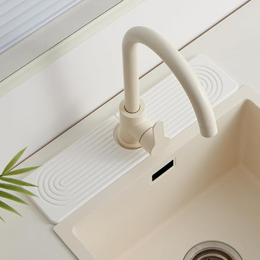 Stone Faucet Mat for Kitchen Sink，Super Absorbent Diatomite Fast Drying Stone and Bathroom Stone Tray for Counter Quick Drying Splash Guard,Prevents Moisture Buildup Sink(White,15.8" x 3.9")